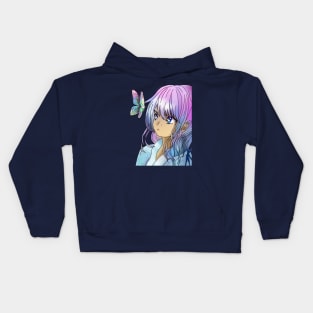 Beautiful druid elf girl with a butterfly Kids Hoodie